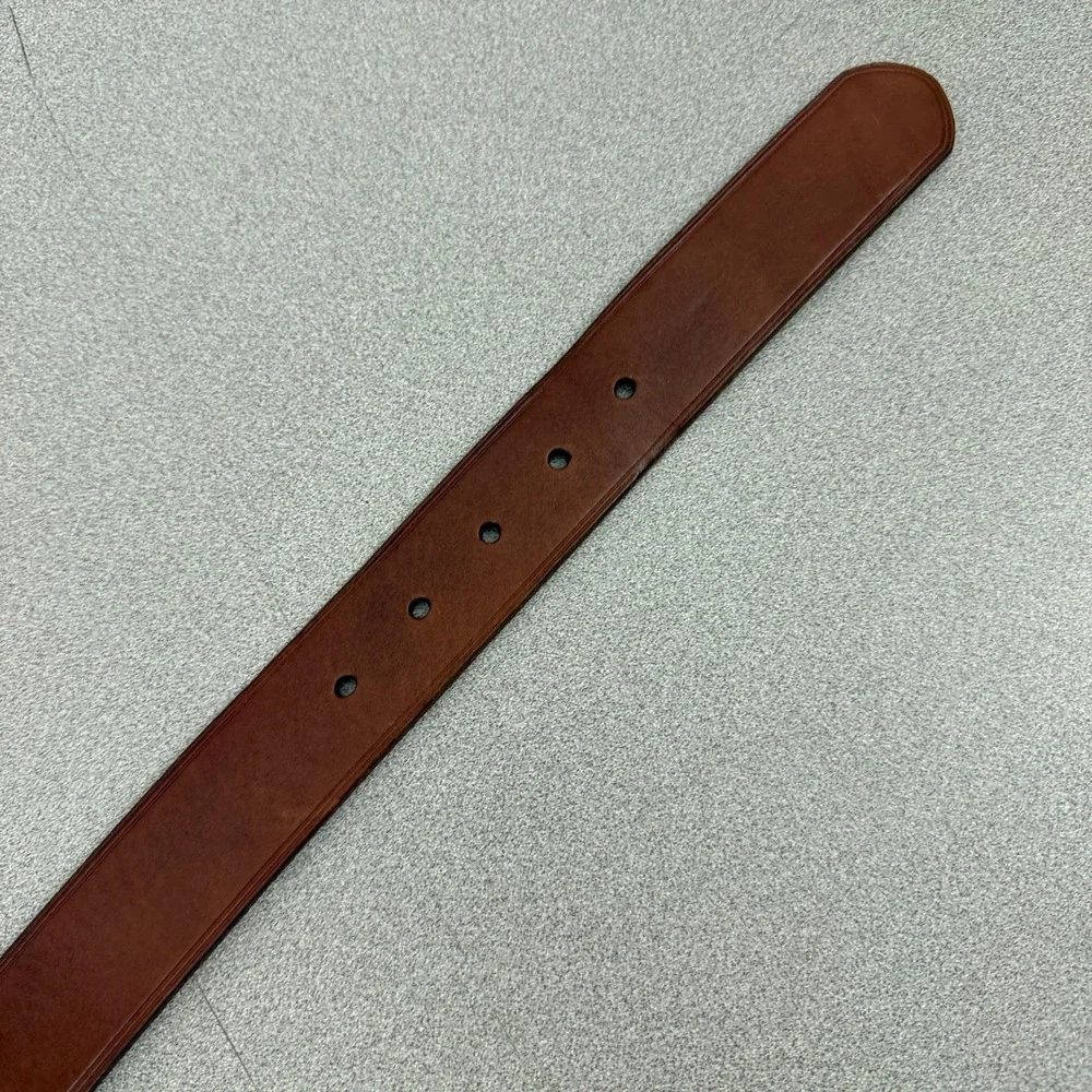 Lauren Ralph Lauren Belt Womens Small Brown Leather Wrapped Detail Brass Buckle